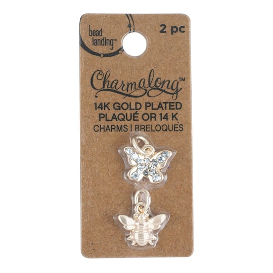 Charmalong™ 14K Gold Butterfly & Bee Charms by Bead Landing™